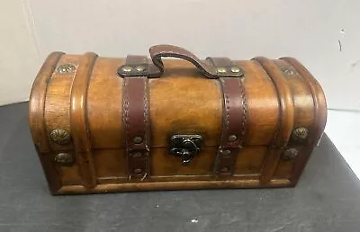Vintage Port 7 Collection China Wooden Trunk Treasure Chest Box Leather Handle • $129.99