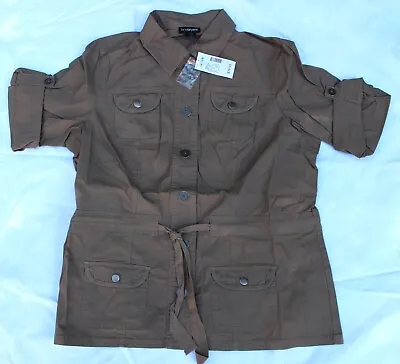 £29.46 • Buy $79 LANE BRYANT Khaki Tan Cargo Utility Safari Pocket Button Shirt Belt Jacket