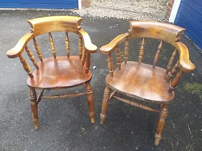 £95 • Buy Pair Of Antique Smokers Bow / Captains Chairs