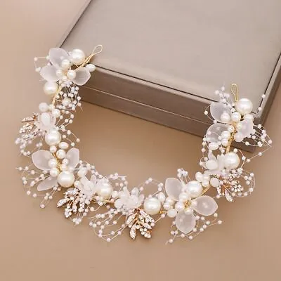 Crystal Tiara Bridal Weding Pearl Pageants Hair Crown Bride Headband Rhinestone • £7.68