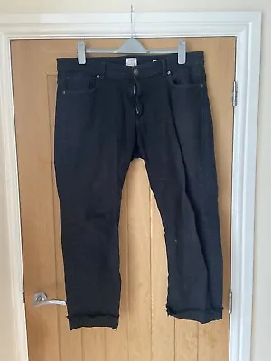 £5 • Buy Mens Black Straight Fit Size 36 Waist Black Jeans Distressed Edge Cuff