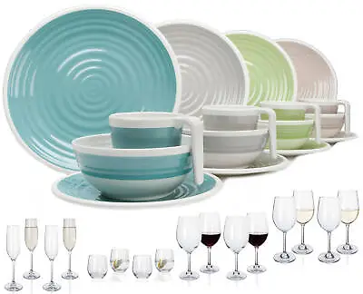 16-32pcs Melamine Dish Set Selection Camping Dishes Plates Cups Jars • £120.49