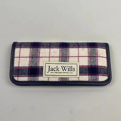 JACK WILLS Make Up Brush Case Pink & Blue Check Magnetic Closure • £4.99