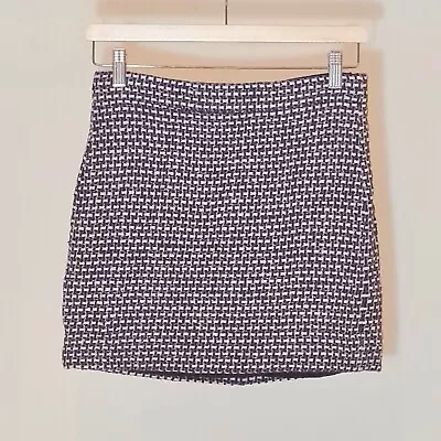 Purple White Silk Cotton Tweed Mini Skirt XS US 00 J CREW • $40