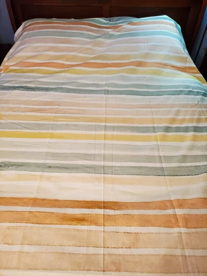 $60 • Buy West Elm Watercolor Stripe 100% Organic Cotton Shower Curtain 72  X 74  NWOT 
