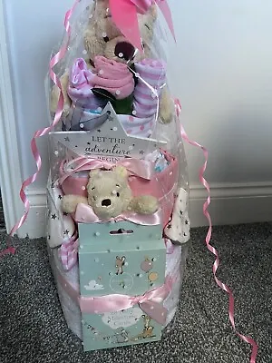 Nappy Cake For Girl - Winnie The Pooh 3 Tier. Brand New In Decorative Packaging • £64.99