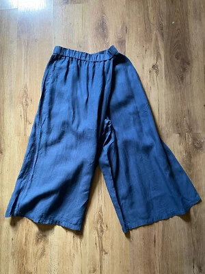 £40 • Buy OSKA Cropped Trousers Size 1 10/12 Wide Leg Wrap Grey 100% Linen Wide Leg Ankle