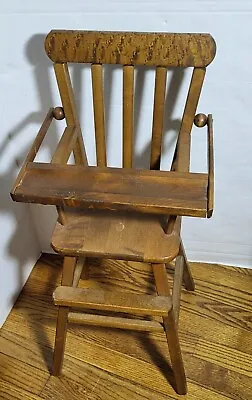 Vintage Wooden Doll High Chair 26  With Pullover Tray   • $49.99