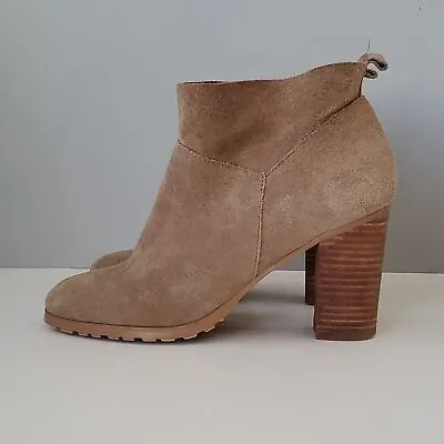 Croma Vintage Tan Brown Suede Leather Darcie Ankle Boots Womens 6M • $15.99