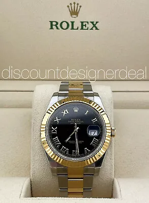 Rolex Datejust II 41mm 116333 Two Tone 18K Yellow Gold Roman Numeral Black Dial • $13999.99
