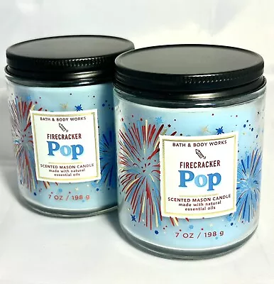 BATH & BODY WORKS Firecracker Pop  Single Wick Mason Jar Candles 7 OZ X2 NEW!!! • $18.50