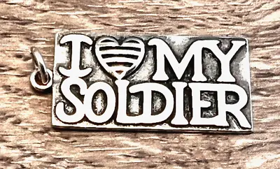 £15.98 • Buy 925 Sterling Silver Charm I HEART MY SOLDIER Tag Charm I LOVE MY SOLDIER Signed