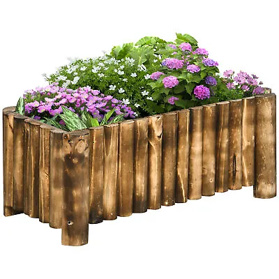 Outsunny Raised Flower Bed Wooden Rectangualr Planter Container Box Wood 4 Feet • £32.99