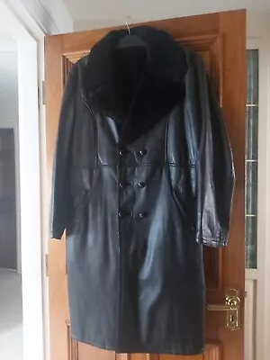 Mens Long Black GENUINE  Leather Coat Size 42 Inch/107cm.  • £70