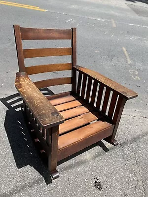 L And Jg Stickley Fixed Back Morris Rocker Rocking Oak Mission Arts Crafts • $1450