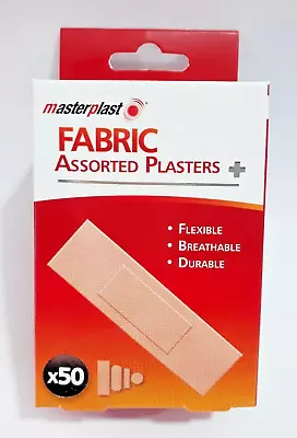 Pack Of 50 Masterplast Fabric Plasters Assorted Durable Flexible Aid NON STICK  • £2.99