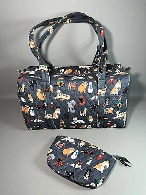 Vera Bradley Large Tote Bag Holiday Dog Travel Duffle Bag W/ Cosmetic Bag - New! • $89.99