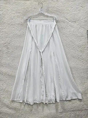 Shore Brand Skirt Women Small White Strip Rayon Fit Flare Boho Double Slit Maxi • $10