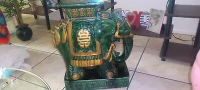 1970's Jade And Green Elephant Garden Stool • $400