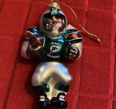 Miami Dolphins Glass Chrstmas Ornament • $5.95