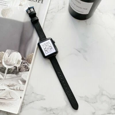 $18.99 • Buy Genuine Leather Thin Apple Watch Band Strap IWatch Series 7 SE 6 5 4 3 2 42/44mm