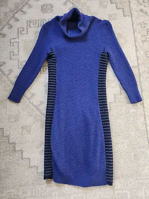 Athleta Blue Merino Wool Turtleneck Sweater Dress Size M • $19