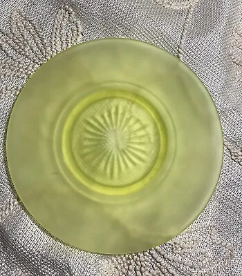 Antique Yellow Topaz Vaseline Satin Uranium Glass 6” Plate • $20