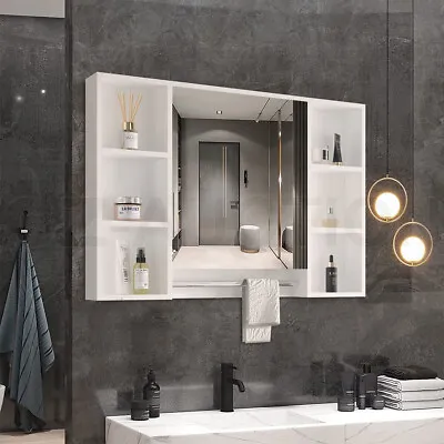 Bathroom Mirrored Cabinet Wall Storage Medicine Shaving Organiser Door Shelves • $126.95