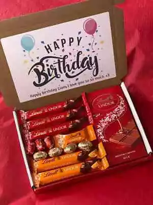 Lindt Lindor Milk Chocolate Personalised Gift Hamper Easter Valentine Card Box • £8.95