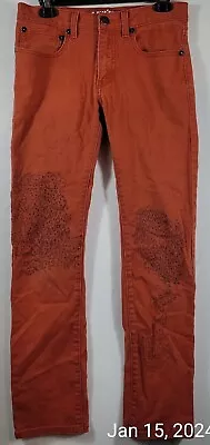 Levis 510 Super Skinny Jeans Orange Black Leather Patch Red Tag Sz 16 Reg 28x 28 • $25