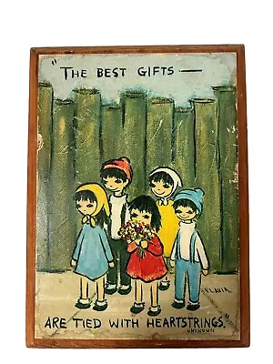 Flavia Buzza Wood Plaque Best Gifts Are Tied With Heartstrings Wall Art 1969 • $15.50