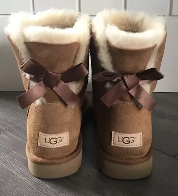 Ugg Women’s Bailey Bow II Classic Chestnut Mini Boots UK Size 9.5  • £59.99