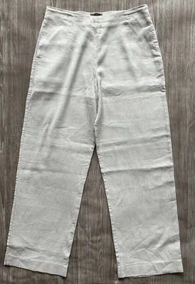 £58 • Buy OSKA Textured Wide Leg Linen Cotton Trousers Size 3 Grey Striped W32 L30