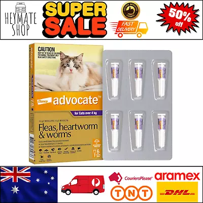 6 Pack Advocate Flea Heartworm And Worm Control Drops For Cats Over 4Kg NEW • $97.18