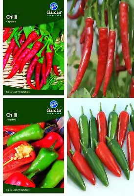 Garden Treasures Chilli Cayenne Jalapeno Spicy Seeds Grow Your Own Vegetables • £1.59