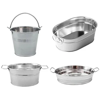 Metal Bucket Snack Buckets Oval French Fry Dish Serving Food For Chips Durable • £12.07