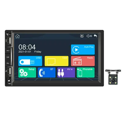 Touch Screen Car Radio Stereo Bluetooth 7in 2Din FM Mirror Link In-Dash W/Camera • $152.69