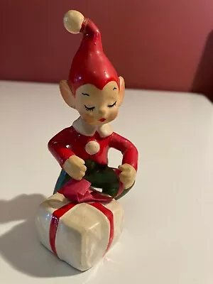 Vintage Christmas Pixie Elf Wrapping Gift Knick Knack  • $0.99