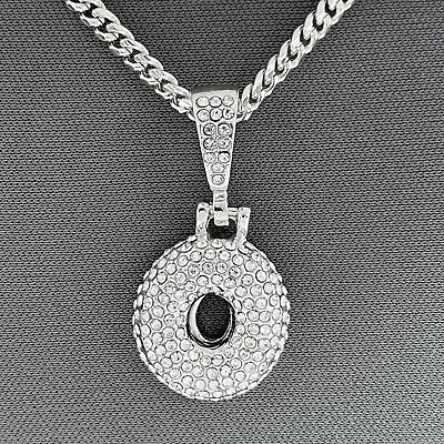 $9.99 • Buy Silver Tone Clear Rhinestones Bubble Initial Alphabet Letter O Pendant Necklace