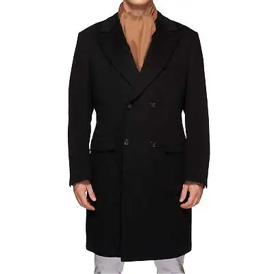 KITON Napoli Handmade Black Cashmere Vicuna Peru DB Coat Overcoat NEW • $4772.50