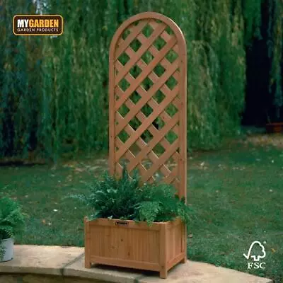 Wooden Garden Planter Plant Flowerpot Box Trellis Support Patio Lattice • £42.95