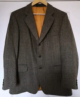 Mens Herringbone Tweed 100% Wool Single Breasted Lined Jacket By Magee - Size 40 • £14.99