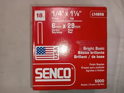 SENCO L14BRB Staples 18Ga 1/4  X 1-1/8 In PK5000 Basic Bright Finish Staples • $9.99