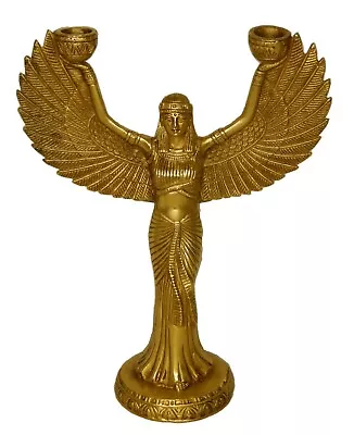 Goddess Isis Figurines Handmade Brass Egyptian Deity Statue Figure Candle Holder • £148.99