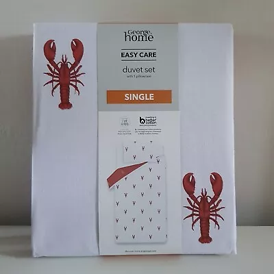 New Quirky Lobster Single Duvet Set Easy Care Reversible George • £10.99