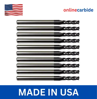10 PCS 3/32  4 FLUTE CARBIDE END MILL - TiALN COATED • $65.95
