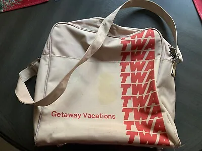 Vintage Twa 1970's Getaway Vacations Travel Bag Adjustable Strap Zip Closure • $15.99