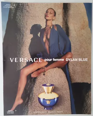 Versace Dylan Blue Perfume Women 2-Sided Ad W/Sample Harper's Bazaar 2023 8x11  • $15.60