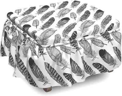 Boho Ottoman Cover Retro Feathers Hippie Fashion 2 Piece Slipcover Set With Ru • $63.84