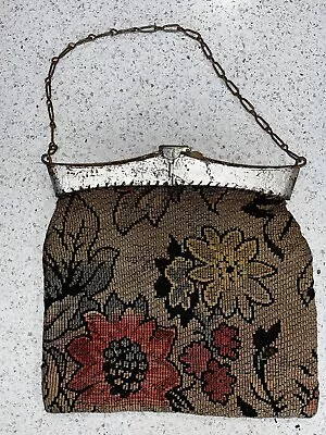 Vintage Women Purse Bag Handbag Clutch Evening Floral Tapestry 1960s • $19.99